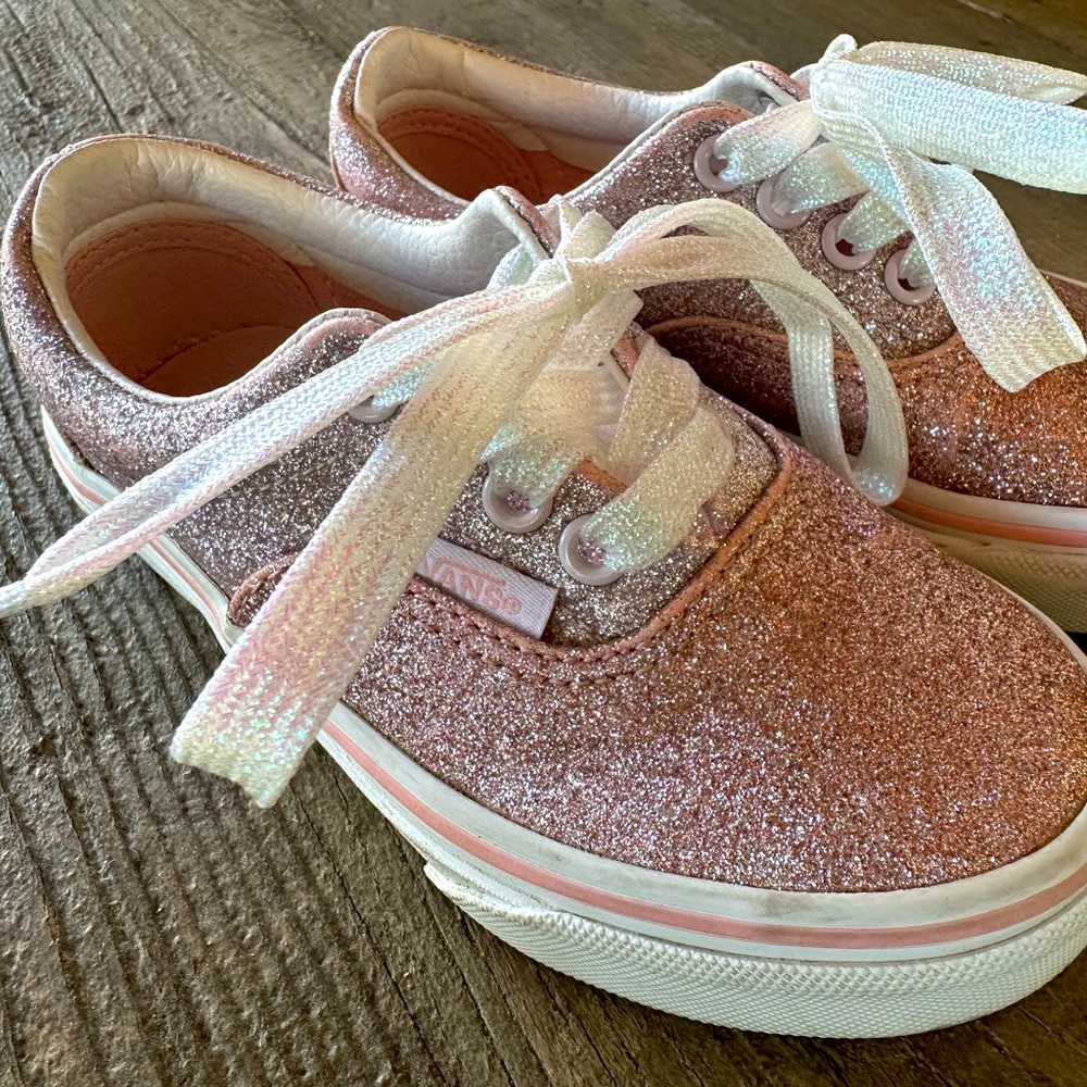 Kids 10.5 pink glitter Vans